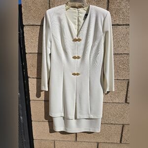 Elegant Cream Color Dress with Gold Accents